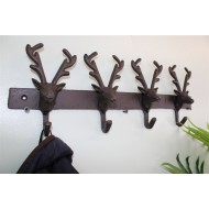 Rustic Cast Iron Wall Hooks, Reindeer