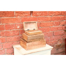 Bamboo Carved Boxes Set of Three