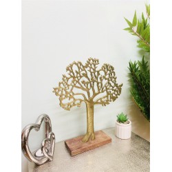 Antique Gold Tree On Wooded Base 27cm