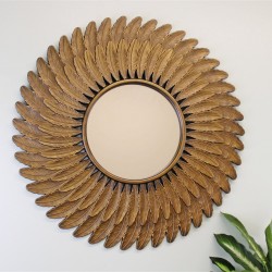 Bronze Effect Feather Frame Mirror