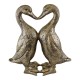 Gold Resin Kissing Ducks Heart Ornament